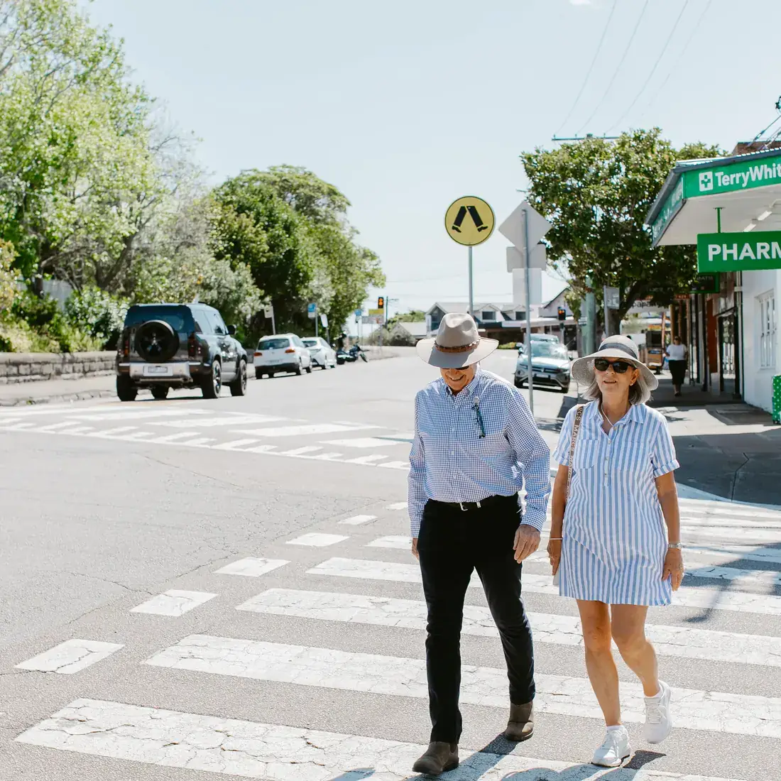 Crossing to the shops