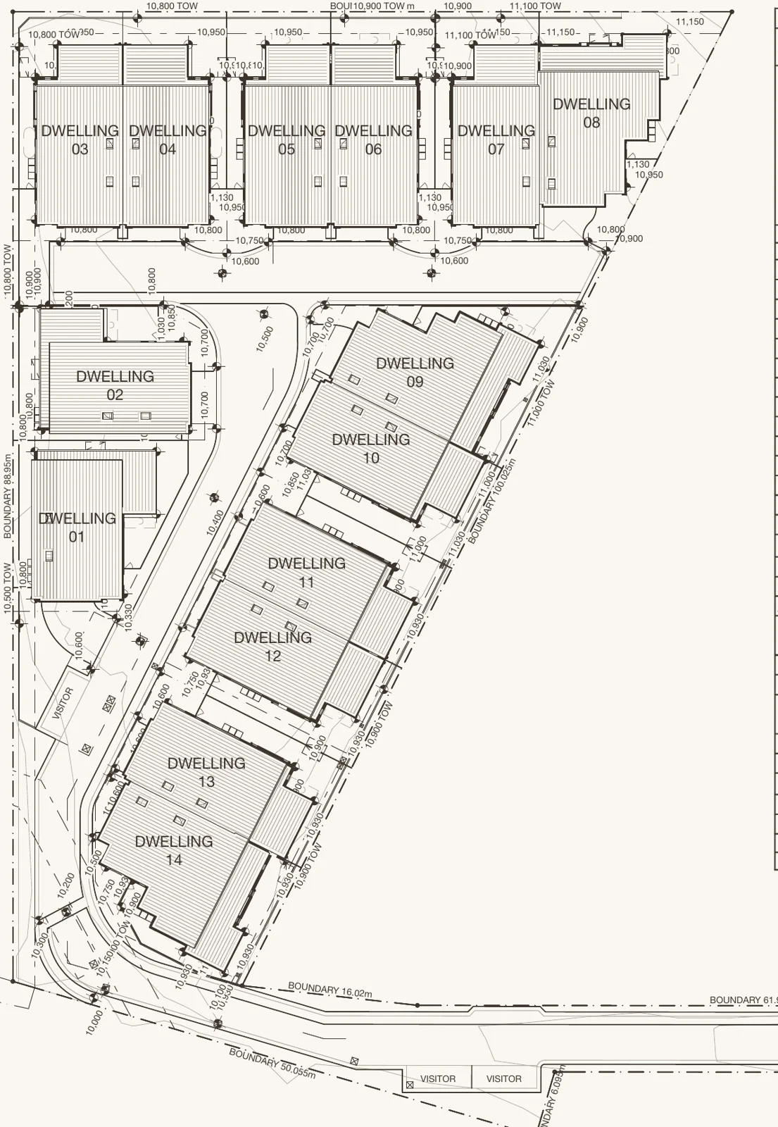 Ace Lane masterplan showing 14 residences along the private internal laneway